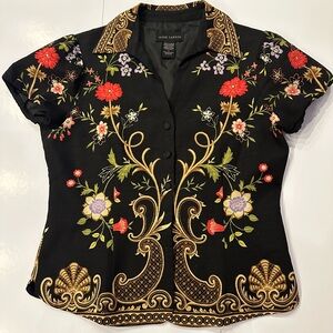 Anne Carson Black Gold Embellished Blouse